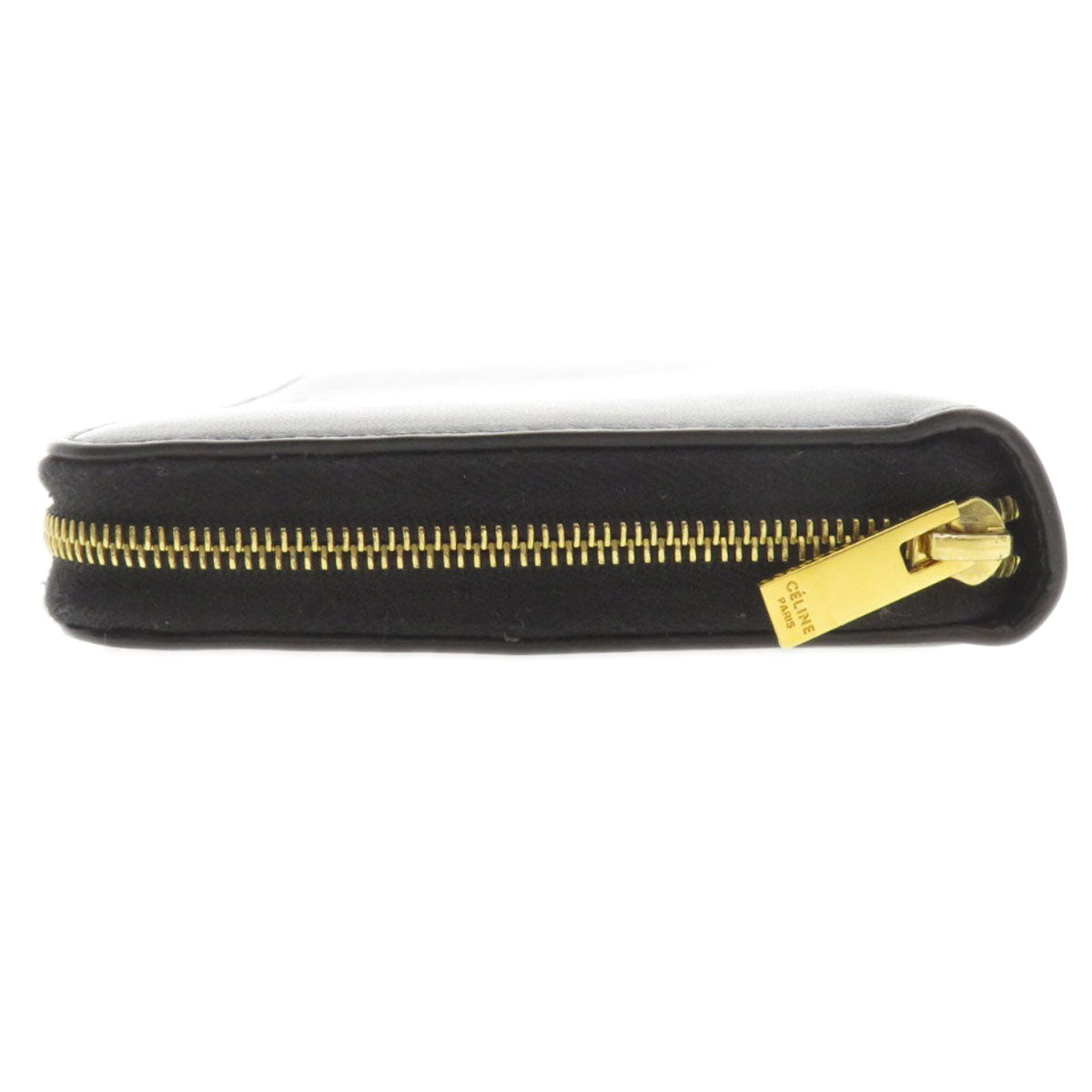 CELINE Long Wallet Purse Calfskin black Logo motif Women