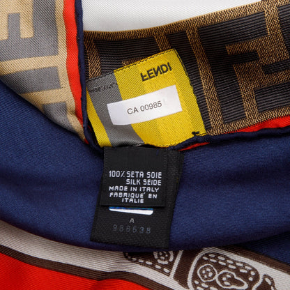 Fendi Multicolour Zucca Print Silk Scarf