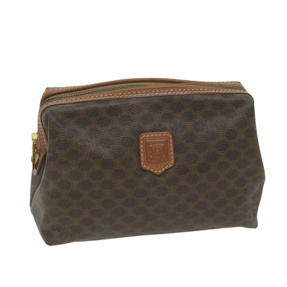 Luxury CELINE Macadam Canvas Pouch PVC Leather Brown  65262