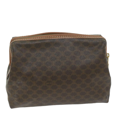 Luxury CELINE Macadam Canvas Pouch PVC Leather Brown  65262