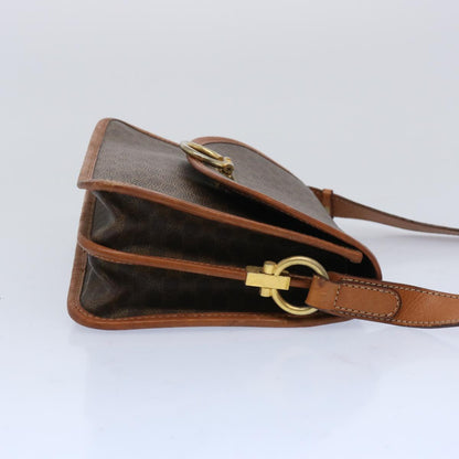 Luxury CELINE Macadam Canvas Shoulder Bag PVC Leather Brown  65289