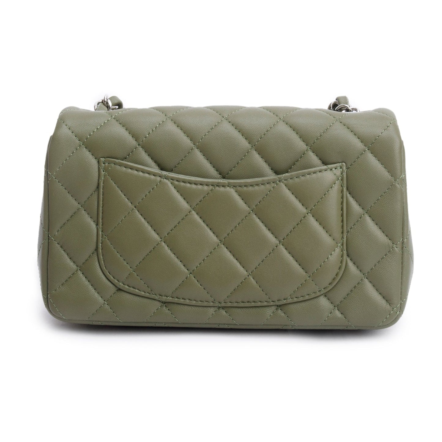 Chanel Oliver Green Quilted Lambskin Classic Mini Rectangular Flap Bag