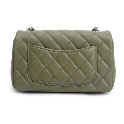 Chanel Oliver Green Quilted Lambskin Classic Mini Rectangular Flap Bag