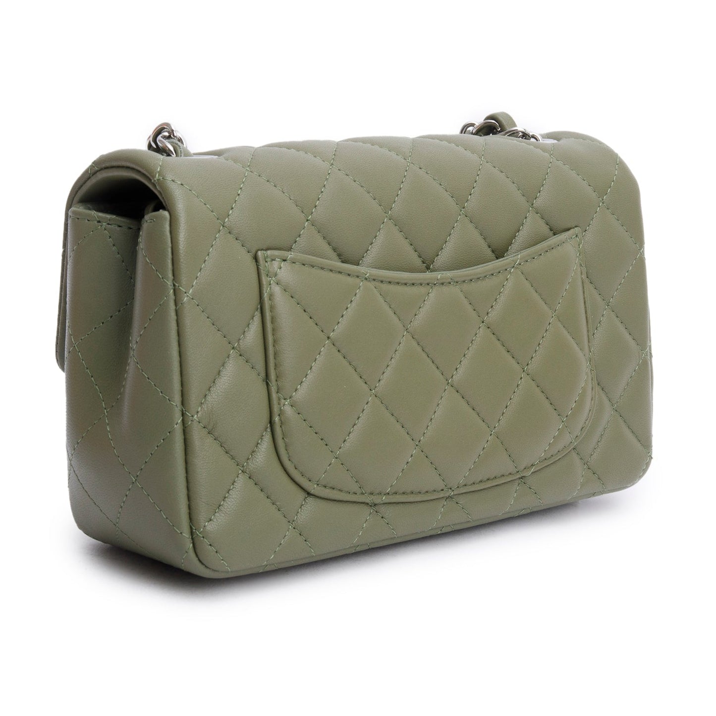 Chanel Oliver Green Quilted Lambskin Classic Mini Rectangular Flap Bag
