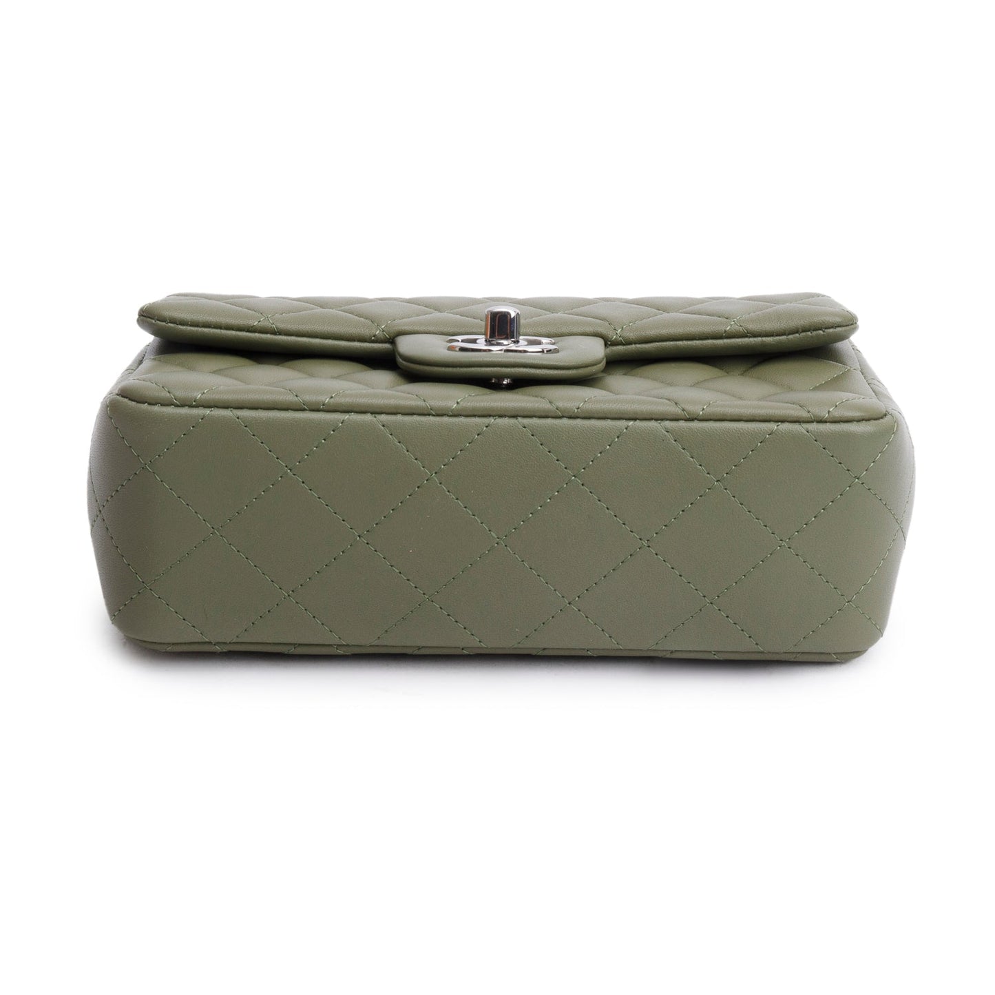 Chanel Oliver Green Quilted Lambskin Classic Mini Rectangular Flap Bag