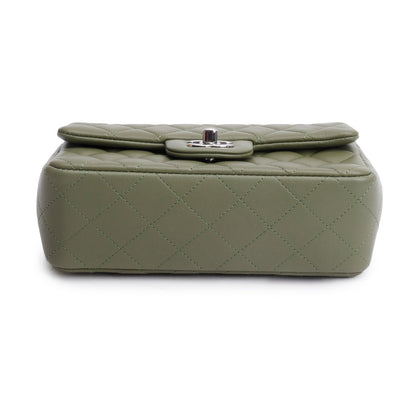 Chanel Oliver Green Quilted Lambskin Classic Mini Rectangular Flap Bag