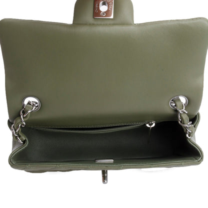 Chanel Oliver Green Quilted Lambskin Classic Mini Rectangular Flap Bag
