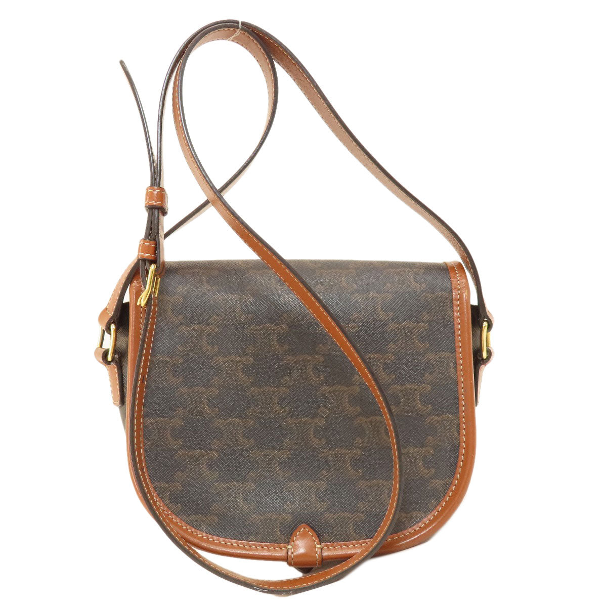 CELINE Shoulder Bag PVC Brown Macadam Pattern Women