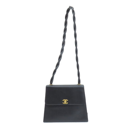 CHANEL Shoulder Bag Grained Calfskin Skin black COCO Mark Gold Metal