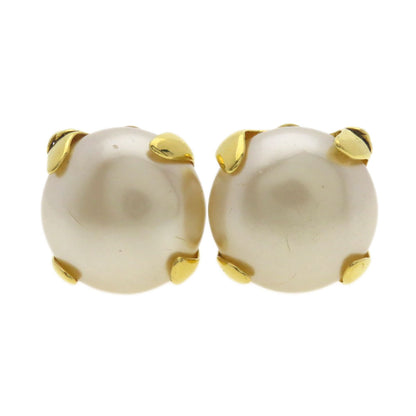 CHANEL Earring metallic gold Fake pearl