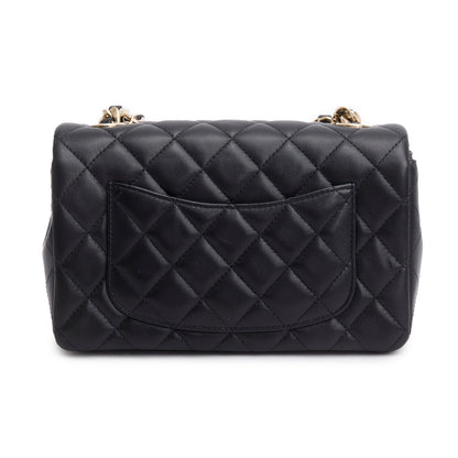 Chanel 2020 Black Lambskin Mini Coco Charms Rectangular Flap