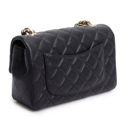 Chanel 2020 Black Lambskin Mini Coco Charms Rectangular Flap
