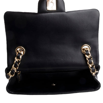 Chanel 2020 Black Lambskin Mini Coco Charms Rectangular Flap