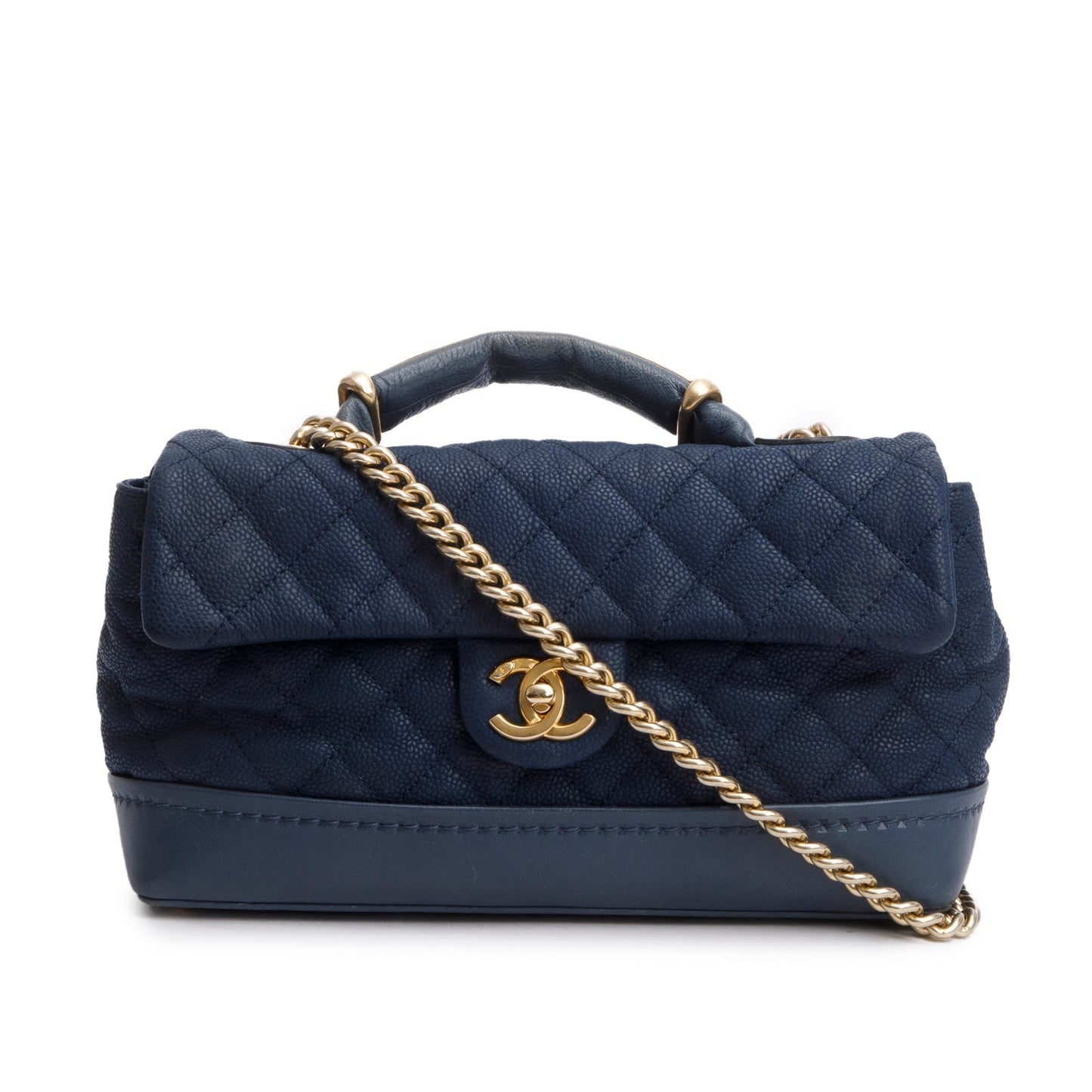 Chanel Navy Caviar Quilted Medium Globe Trotter Flap Bag