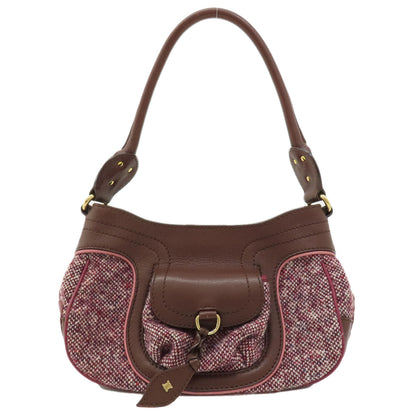 CELINE Handbag Tweed, Leather Red logoMetal Tweed Women