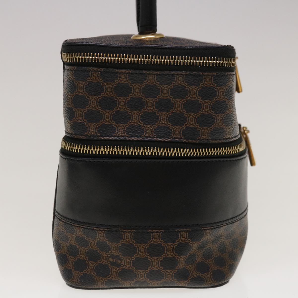 Luxury CELINE Macadam Canvas Vany Cosmetic Pouch PVC Leather Black  65328A