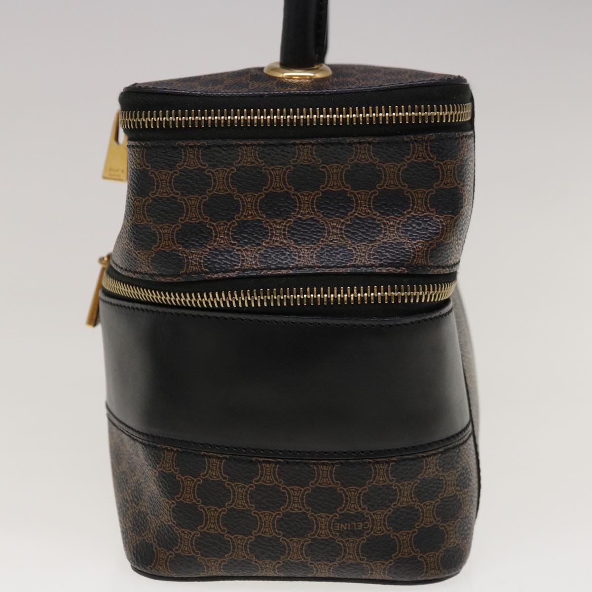 Luxury CELINE Macadam Canvas Vany Cosmetic Pouch PVC Leather Black  65328A