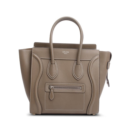 Celine Taupe Calfskin Micro Luggage Tote
