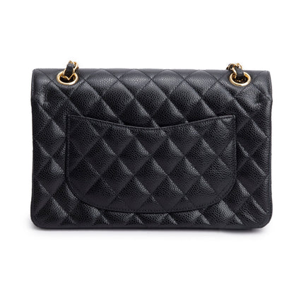 Chanel Black Quilted Caviar Leather Classic Small Double Flap Bag