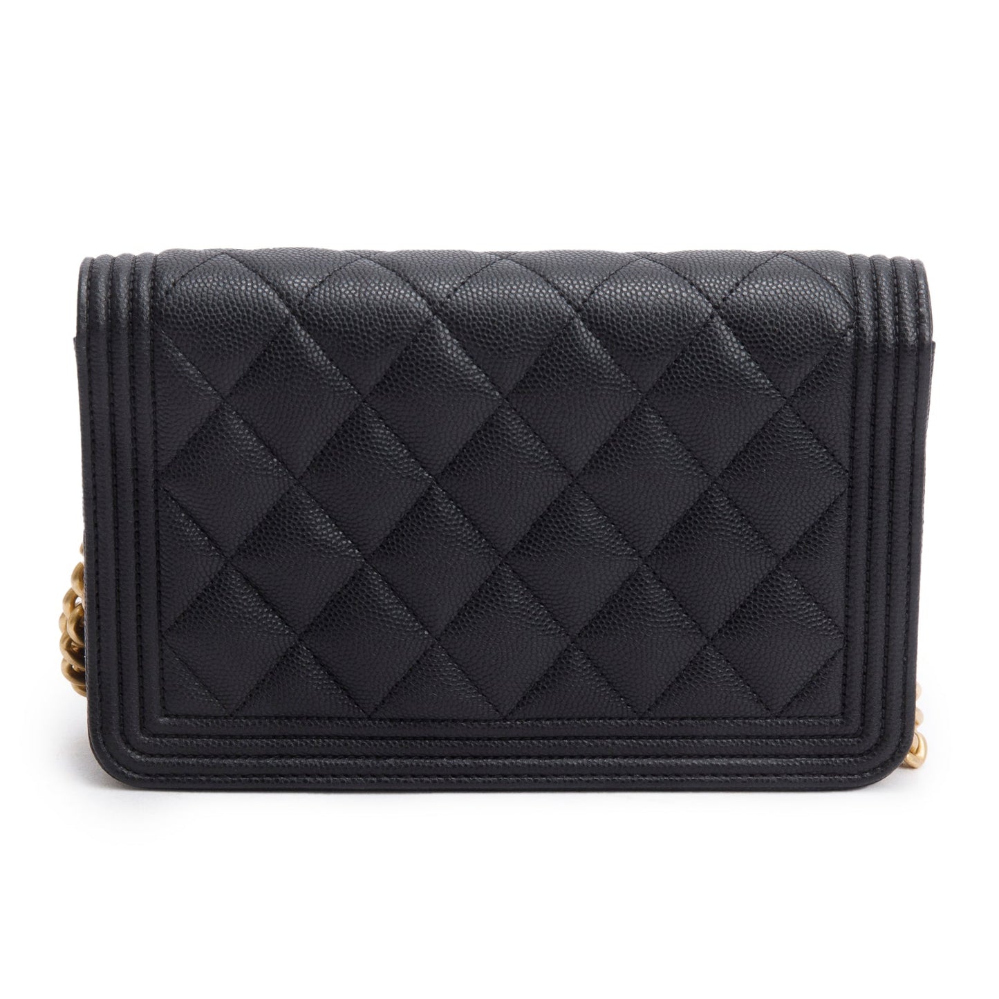 Chanel Black Caviar Quilted Boy Wallet on Chain