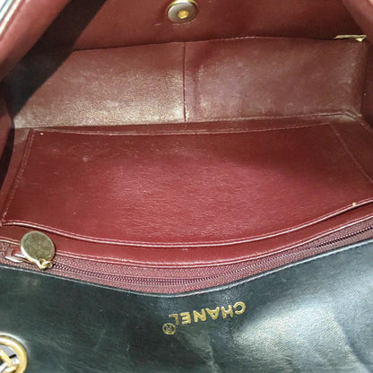 Chanel Diana CC Flap Bag Vintage 1989 Black Lambskin Leather with 24k Gold Hardware