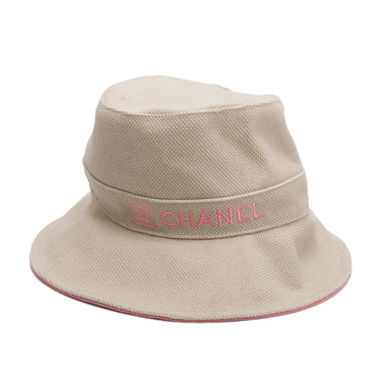 Chanel Neutral Cotton Sport Embroidered Logo Bucket Hat