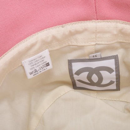 Chanel Neutral Cotton Sport Embroidered Logo Bucket Hat