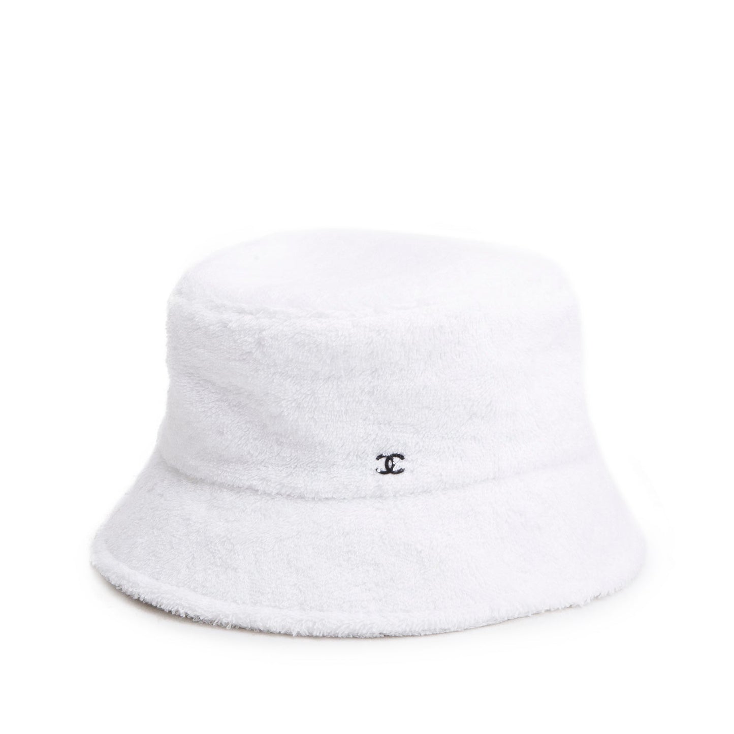 Chanel White Terry Cloth CC Bucket Hat