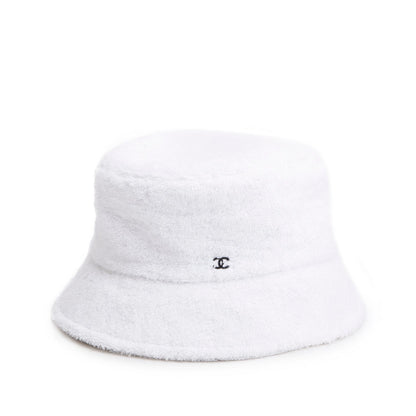 Chanel White Terry Cloth CC Bucket Hat