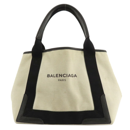 BALENCIAGA Tote Bag 339933 canvas white Navy kabas S