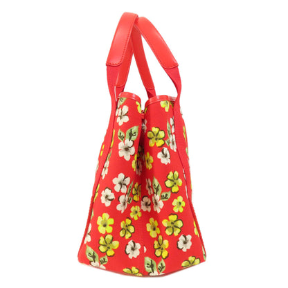 BALENCIAGA Handbag 329933 canvas Red Navy Cabas Flower Motif Women