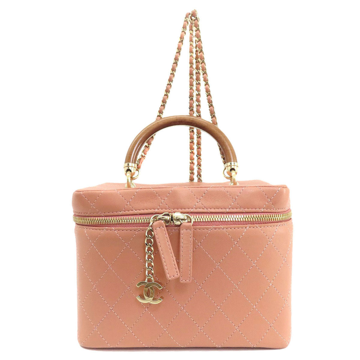 CHANEL Handbag Calfskin pink Vanity 2WAY Gold Metal