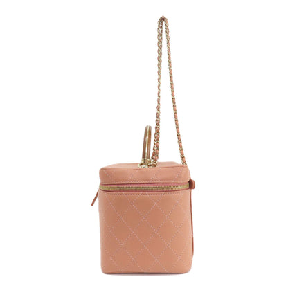 CHANEL Handbag Calfskin pink Vanity 2WAY Gold Metal