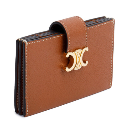 Celine 2025 Tan Supple Grained Calfskin Leather Accordeon Card Holder Nino