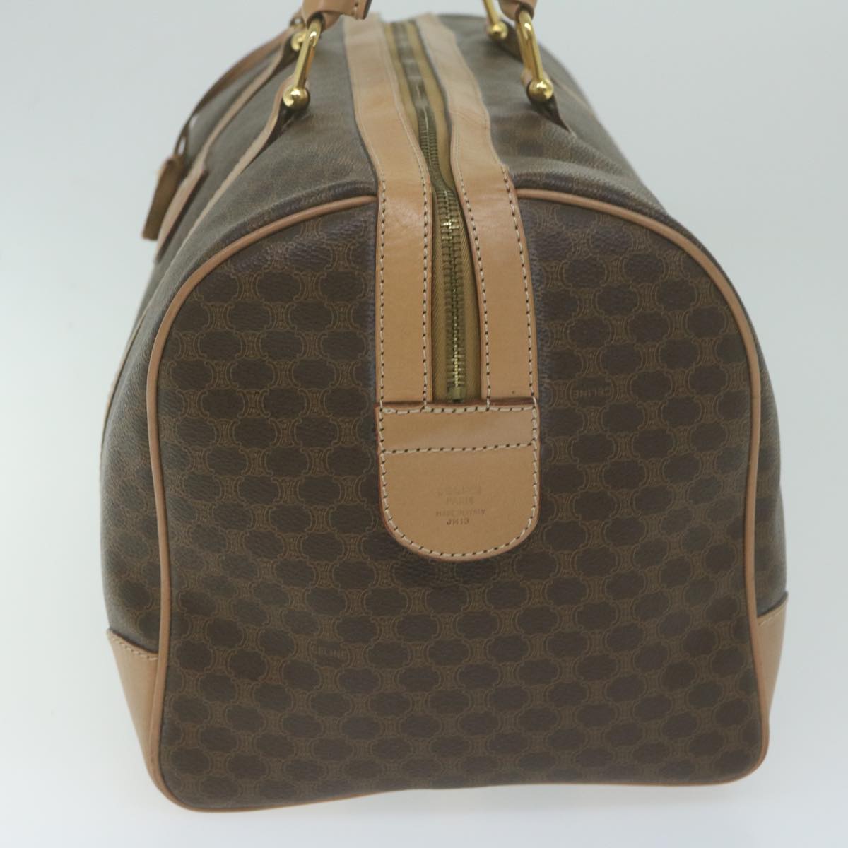 Luxury CELINE Macadam Canvas Boston Bag PVC Brown  65445