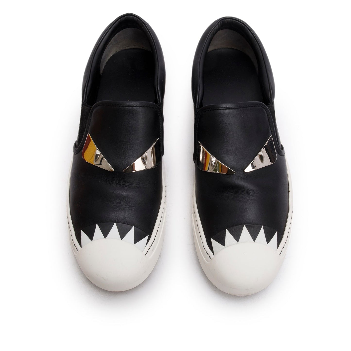 Fendi Black Leather Monster Eye Sneakers, Size 39