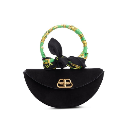 Balenciaga Black Suede Opera Clutch
