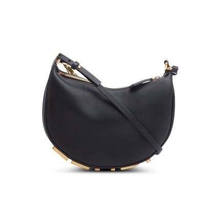Fendi 2024 Black Vitello Grace Leather Mini Fendigraphy Hobo Bag