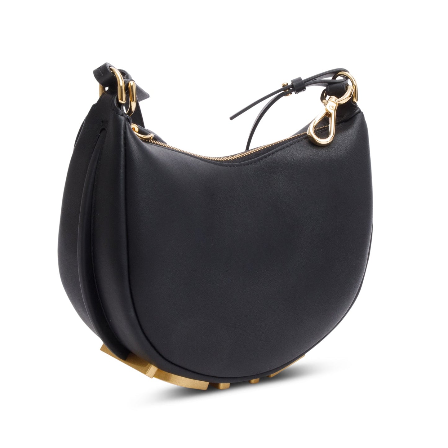 Fendi 2024 Black Vitello Grace Leather Mini Fendigraphy Hobo Bag