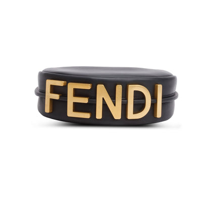 Fendi 2024 Black Vitello Grace Leather Mini Fendigraphy Hobo Bag