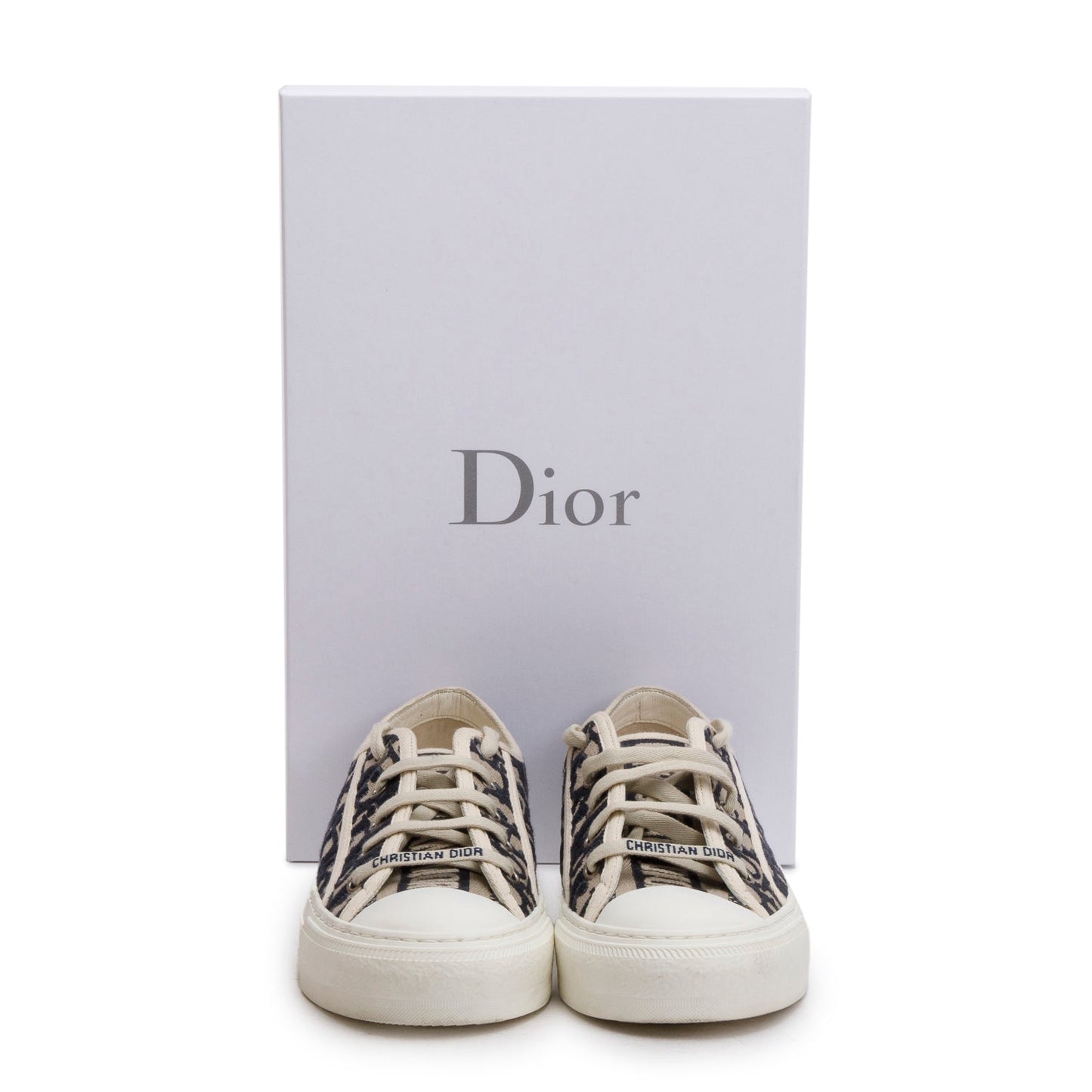 Christian Dior Deep Blue Oblique Embroidered Cotton Walk'n'Dior Sneakers, Size 37.5