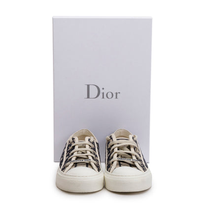 Christian Dior Deep Blue Oblique Embroidered Cotton Walk'n'Dior Sneakers, Size 37.5