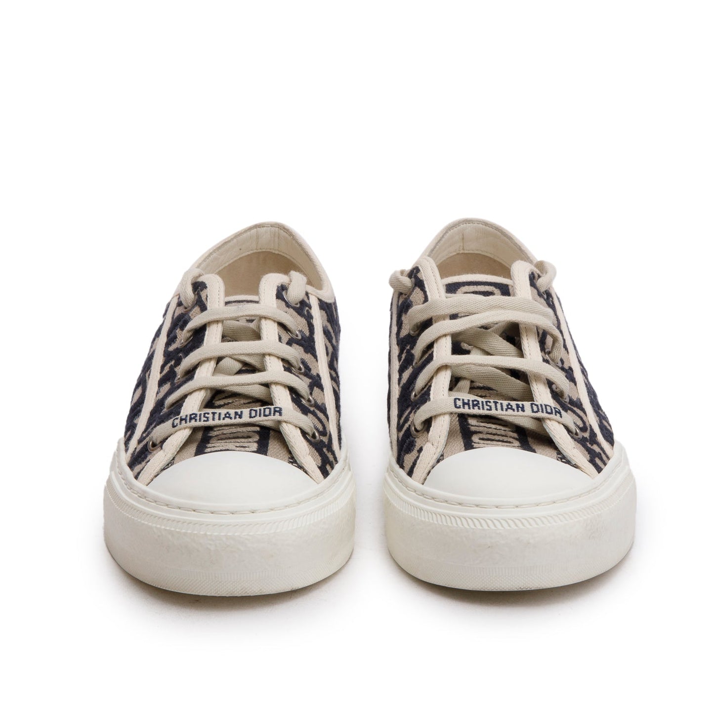 Christian Dior Deep Blue Oblique Embroidered Cotton Walk'n'Dior Sneakers, Size 37.5
