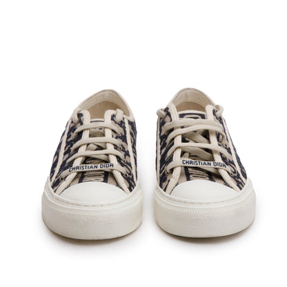 Christian Dior Deep Blue Oblique Embroidered Cotton Walk'n'Dior Sneakers, Size 37.5