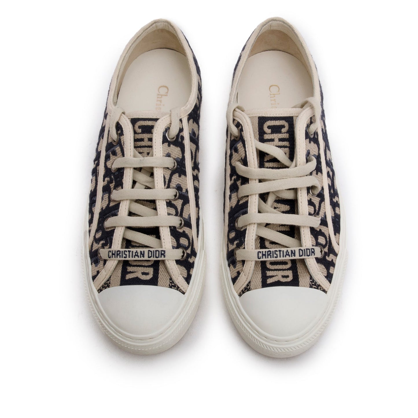 Christian Dior Deep Blue Oblique Embroidered Cotton Walk'n'Dior Sneakers, Size 37.5