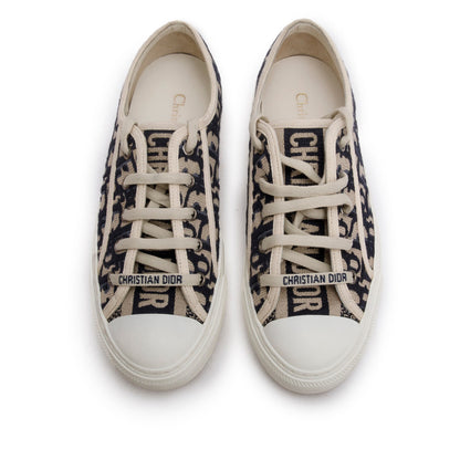 Christian Dior Deep Blue Oblique Embroidered Cotton Walk'n'Dior Sneakers, Size 37.5
