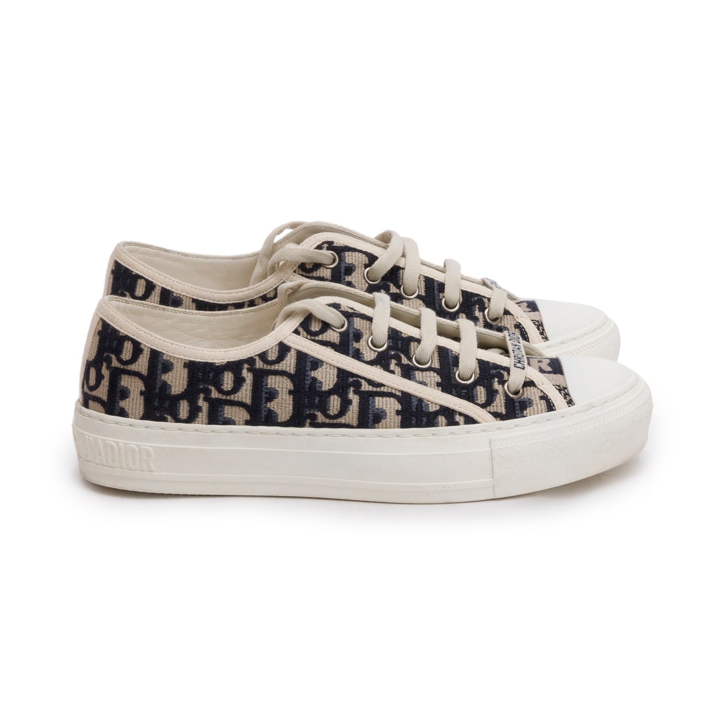 Christian Dior Deep Blue Oblique Embroidered Cotton Walk'n'Dior Sneakers, Size 37.5