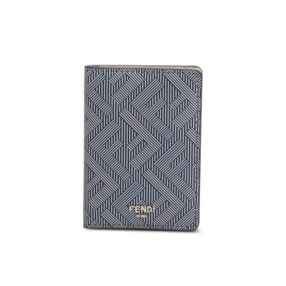 Fendi Grey FF Logo Leather Shadow Bifold Card Holder