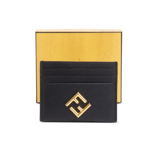 Fendi 2023 Black Calfskin Leather FF Diamonds Card Case