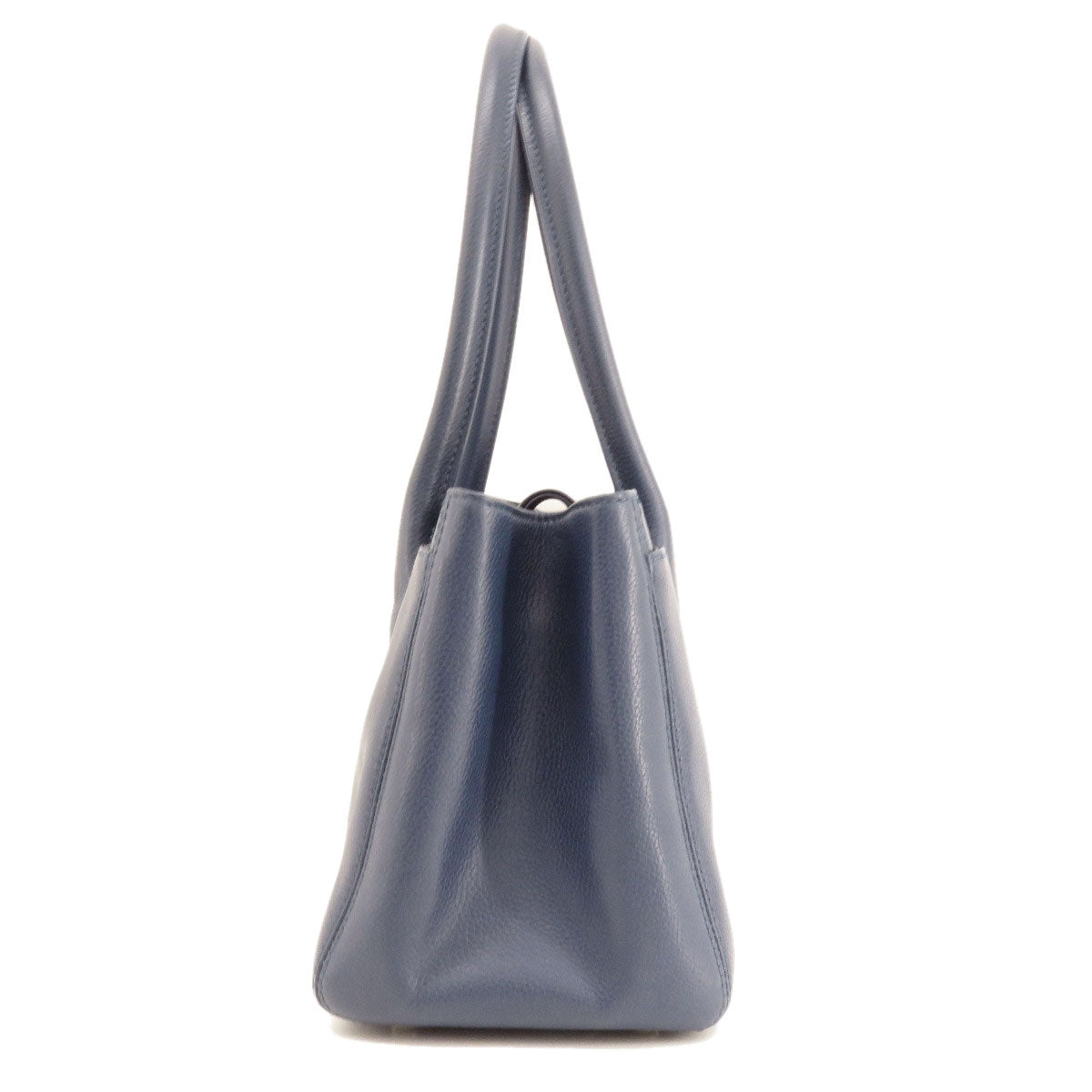 CHANEL Handbag Calfskin Navy Executive Tote SilverMetal